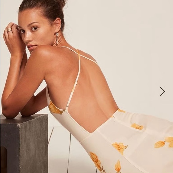 Reformation Myrtle Maxi Dress - Cream with Yellow Floral Motif - Picture 8 of 8